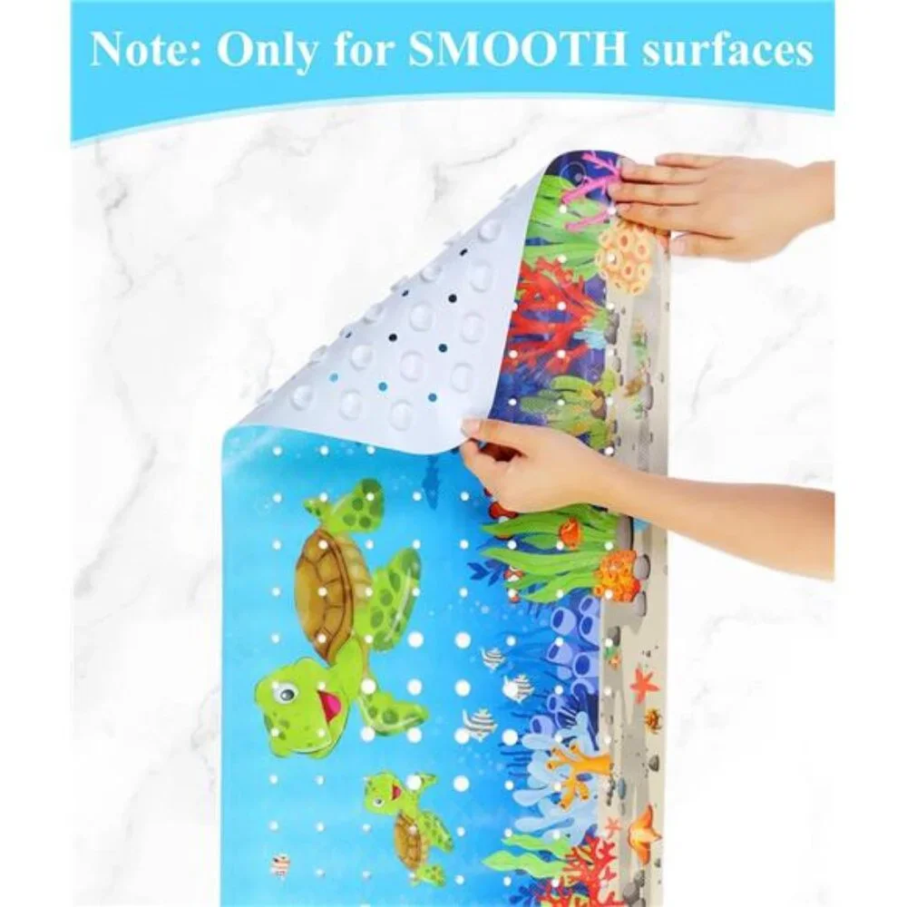 Kids Bath Mat Non Slip Toddler Shower Mat Cartoon Baby Bathtub Suction Cups